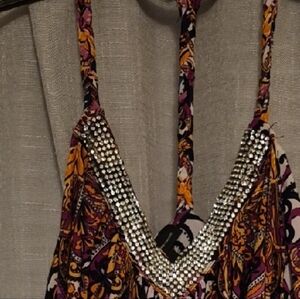 INC International Concepts Purple and Gold Embellished Camisole